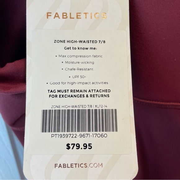 NWT! Fabletics Tri-Tone Athletic Leggings Zone High Waisted 7/8 Size XL - Picture 4 of 4